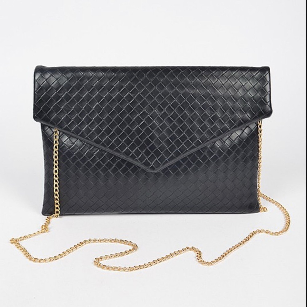 Faux leather square detail crossbody chain envelope style bag - Picture 9 of 10